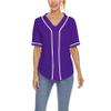 Mowbeat Women Baseball Jersey Button Down Tee Short Sleeve Shirt Sports Uniform Softball Jersey Active T-Shirt (Purple,L)