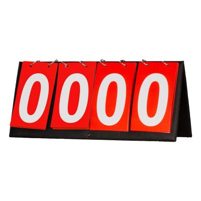 Aymzbd Tabletop Scoreboard Large Numbers 4 Digit Score Flipper Sports Scoreboard Score Keeper for Badminton Sports Competition, Red