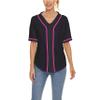 Mowbeat Women Baseball Jersey Button Down Tee Short Sleeve Shirt Sports Uniform Softball Jersey Active T-Shirt (Black Rose,XXL) view 1
