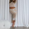 Crochet Knit 2 Piece Skirt Sets for Women Summer Hollow Out Crop Top Bodycon High Waist Maxi Skirt Sets Beach Dress view 4