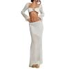 Crochet Knit 2 Piece Skirt Sets for Women Summer Hollow Out Crop Top Bodycon High Waist Maxi Skirt Sets Beach Dress view 1