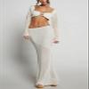 Crochet Knit 2 Piece Skirt Sets for Women Summer Hollow Out Crop Top Bodycon High Waist Maxi Skirt Sets Beach Dress view 2