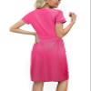 Arolina Women's Summer Casual Midi Dresses Short Sleeve Crewneck Tie Waist T Shirt Dress with Pockets Hot Pink view 4