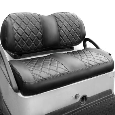 NOKINS Golf Cart Seat Covers Fit Club Car Precedent/Tempo/Onward Premium Front Seat Cushion, Golf Cart Vinyl Diamond Seat Covers, Soft/Scratch-Resistant/No Stapler Needed (Black&Black Stitching)