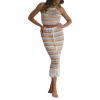 Crochet Knit 2 Piece Skirt Sets for Women Summer Hollow Out Crop Top Bodycon High Waist Maxi Skirt Sets Beach Dress view 1