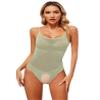 Eandarui Backless High Cut Thong Open Crotch Tight Sleeveless Cutout Tank Bodysuit See Through Leotard Anniversary Grey Crotchless One Size view 3