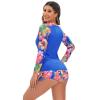 FYMNSI Women Two Piece Rash Guard Long Sleeve Swimsuits Printed Swim Shirt Boyshort Bottom Rashguard Athletic Surfing Bathing Suit Bathing Suit UV UPF 50+ Swimwear Sport Swimsuit Wetsuit Blue M view 4