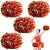 4Pcs Cheerleading Pom Poms for Kids, HOLENGS 2 Pair Cheerleader Pom Poms with Baton Handle, Squad Pompoms for Boy Girl Adults School Team Spirit Sports Cheering Game (Black Red Gold) view 1
