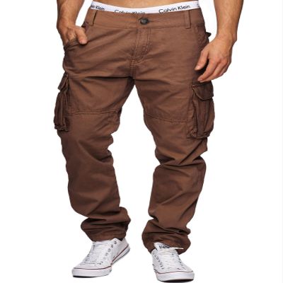AIFARLD Mens Cargo Pants Multi Pockets Hiking Pants Cotton Stretch Elastic Waist Lightweight Trousers Outdoor Casual Relaxed Fit