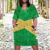 Zakqeik Womens Summer Loose Pocket Dress Jamaican Flag Dress for Girls Fashion Skirts 5XL view 2