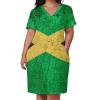 Zakqeik Womens Summer Loose Pocket Dress Jamaican Flag Dress for Girls Fashion Skirts 5XL view 3
