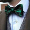 YOHOWA Green Black Bow Ties for Men Self-tied Floral Bowtie with Lapel Pin Brooch and Handkerchief Cufflinks for Wedding Party Prom view 4
