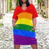 Womens Summer Loose Pocket Dress Gay Pride-LGBT-Rainbow-Flag Dress for Girls Fashion Skirts 4XL view 2