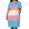 Zakqeik Womens Summer Loose Pocket Dress Transgender Pride Flag Dress for Girls Fashion Skirts 2XL view 3