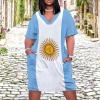 Zakqeik Womens Summer Loose Pocket Dress Argentina Flag Dress for Girls Fashion Skirts 5XL view 2