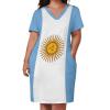 Zakqeik Womens Summer Loose Pocket Dress Argentina Flag Dress for Girls Fashion Skirts 5XL view 3