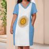Zakqeik Womens Summer Loose Pocket Dress Argentina Flag Dress for Girls Fashion Skirts 5XL view 4