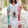 Zakqeik Womens Summer Loose Pocket Dress Mexican Flag Dress for Girls Fashion Skirts XL view 2