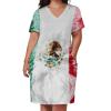 Zakqeik Womens Summer Loose Pocket Dress Mexican Flag Dress for Girls Fashion Skirts XL view 3