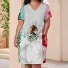 Zakqeik Womens Summer Loose Pocket Dress Mexican Flag Dress for Girls Fashion Skirts XL view 4