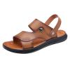 IWIHMIV Mens Walking Sandals Men Leather Sandals Men's Hiking Sandals Athletic Water Shoes Outdoor Summer Camping Sandal for BeachKhaki,7.5 view 1