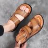 IWIHMIV Mens Walking Sandals Men Leather Sandals Men's Hiking Sandals Athletic Water Shoes Outdoor Summer Camping Sandal for BeachKhaki,7.5 view 3