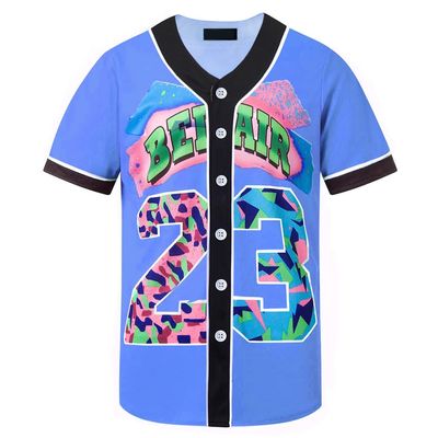HOPSHION 90s Bel Air Baseball Jersey for Women Button Down Hip Hop Clothing Outfits HP001-#23-Blue-XXL