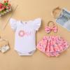 IDOPIP Baby Girls Doughnut 1st Birthday Outfit Doughnut Romper Tutu Skirt Headband 3PCS Boho Rainbow First Birthday Cake Smash Outfit for Photo Prop Pink Doughnut 12-18 Months view 2