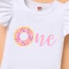 IDOPIP Baby Girls Doughnut 1st Birthday Outfit Doughnut Romper Tutu Skirt Headband 3PCS Boho Rainbow First Birthday Cake Smash Outfit for Photo Prop Pink Doughnut 12-18 Months view 4