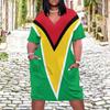 Zakqeik Womens Summer Loose Pocket Dress Guyana Flag Dress for Girls Fashion Skirts 4XL view 2