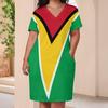 Zakqeik Womens Summer Loose Pocket Dress Guyana Flag Dress for Girls Fashion Skirts 4XL view 4