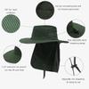 Men Sun Fishing Boonie Hat Women Summer Safari Beach Hiking Hats - UPF 50+, Wide Brim, Chin Cord, Neck Flap, Concealed Pocket(Army Green) view 3