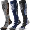 Anlisim Merino Wool Ski Thermal Unisex Socks for Men Women Winter Warm Thick Knee High Long Skiing Snowboarding Socks 3 Pairs Gift Stocking Stuffers (Blue Gray,L) view 1