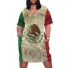 Zakqeik Womens Summer Loose Pocket Long Dress Mexican Flag Dress for Girls Fashion Skirts 5XL view 1
