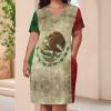 Zakqeik Womens Summer Loose Pocket Long Dress Mexican Flag Dress for Girls Fashion Skirts 5XL view 4
