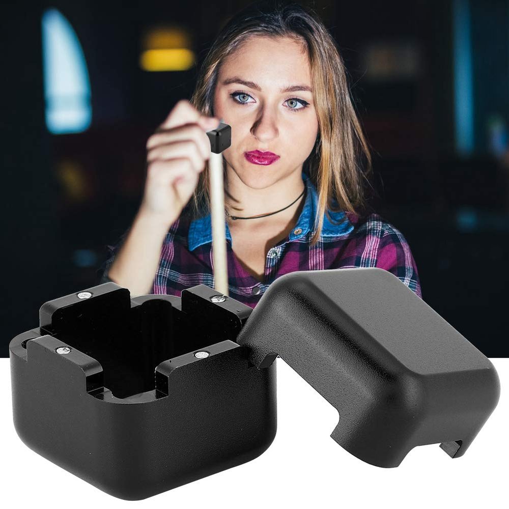 ALUMINUM PORTABLE MINI TIP CHALK HOLDER BILLIARD POOL CHALKS MAGNETIC CARRIER CASE FOR BILLIARD (Black)