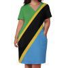 Zakqeik Womens Summer V-Neck Short Sleeves Tanzania Flag Dress for Girls Fashion Skirts XL view 3