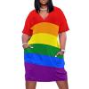 Womens Summer Loose Pocket Dress Gay Pride-LGBT-Rainbow-Flag Dress for Girls Fashion Skirts 5XL view 1