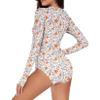 Century Star Long Sleeve Swimsuits for Women Bathing Suit Rash Guard Swimsuit 2025 Surfing Modest Swimsuit One Piece Full Coverage High Neck Athletic Zip Swimwear Orange Flower 6-8 view 4