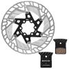 BUCKLOS 160mm Sliver Floating Bike Disc Brake Rotor with Heat Dissipation Fins Stainless Steel Aluminum Alloy Disc Brakes Rotors and 1 Pairs BL-01S Disc Brake Pads for Ceramic Shimano N03A N04C L05A K view 1