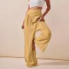 ZYXTIM Ladies Cropped Trousers White Linen Trousers Clothes Women Womens Pants Women Casual Drawstring Pants Trousers Cotton Linen(Yellow,XXL) view 2