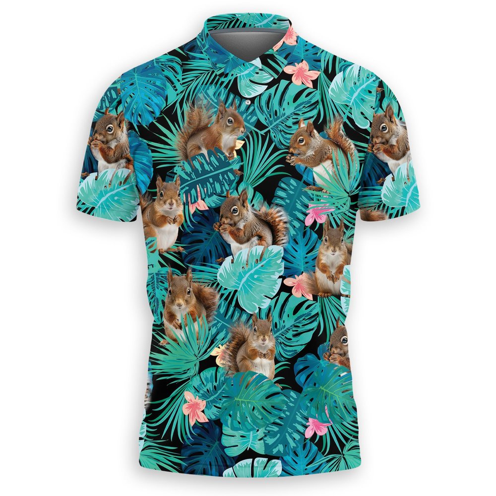 Generic Squirrel Polo Golf Shirts for Men Women - Tropical Polo Shirts Short Sleeve Mens Polo Shirts Dry Fit Serie 83 Size L, Squiel-02