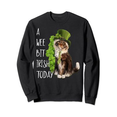 A Wee Bit Irish Today Cat Irish St Patricks Shamrock Ireland Sweatshirt