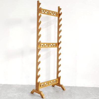HJHUUA Sword Stand Sword Mount Stand Weapon Display Stand Floor Display Weapon Stands Martial Arts Sword Stands,Sword Stand Display Stand,Vertical Display Stand Sword Stand-Brown Hollow||12 floors