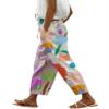 chouyatou Women's Vintage Floral Print High Elastic Waist Wide Leg Capri Beach Palazzo Pants with Pockets (Medium, Flower) view 1