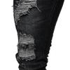 JEsilunmaMY Men's Slim Fit Ripped Skinny Jeans Distressed Stretch Destroyed Denim Pants Fashion Comfort Casual Jean Pants (Black,Large) view 4