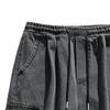 Retro Side Pockets Cargo Jeans for Men Wash Distressed Casual Denim Pants Relaxed Fit Stretch Joggers Jean Pants (Black,X-Large) view 3