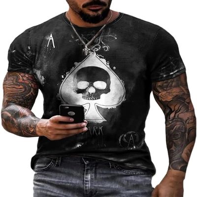 3D Poker Shirts for Men Funny Graphic Workout Tees Shirt Casual Short Sleeve Tshirt Vintage T Shirt Summer Shirts Men (Color 15,XX-Large)