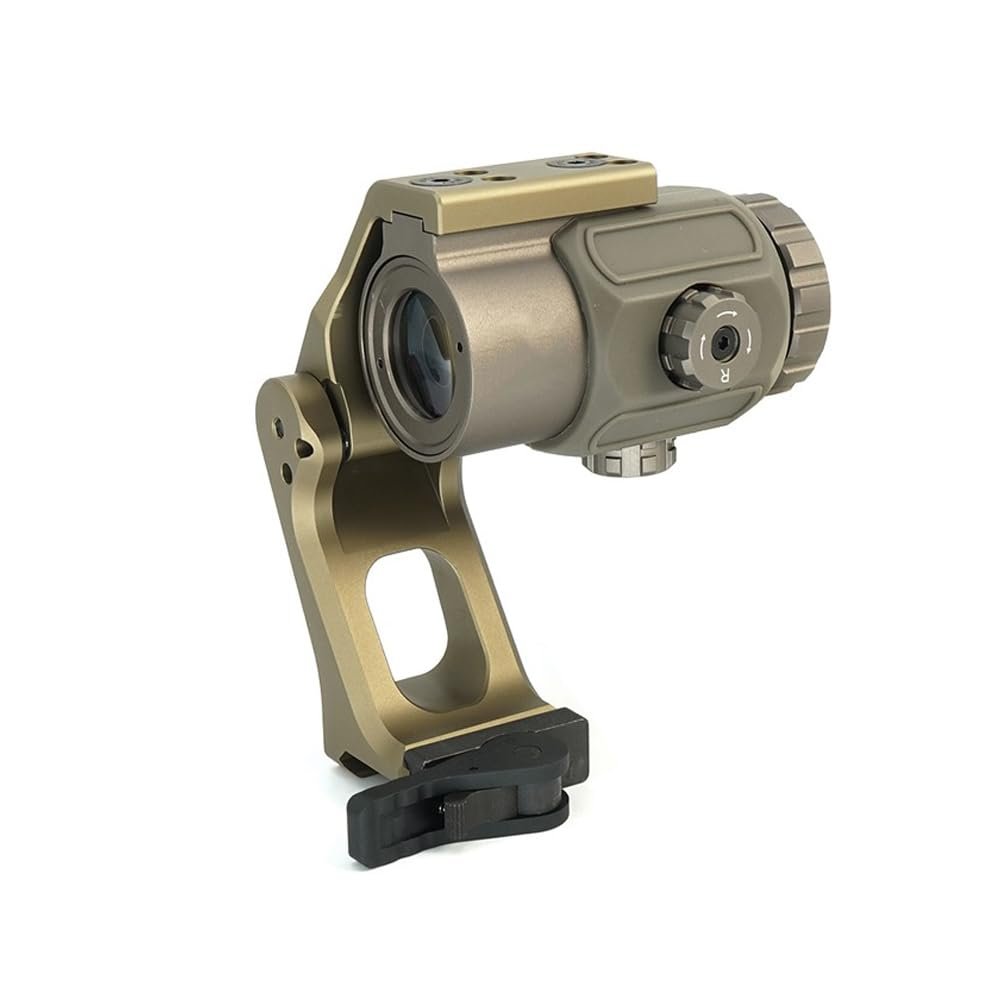 G43X Magnifier Scope with FTC Flip Up QD Magnifier Scope Mount at 2.91" Centerline Height, for 558 551 553 Etc Red Dot Sight Holographic, Fit 20MM Rail Mount, 3X Magnifier Scope Combo, Tan