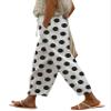 chouyatou Women's Vintage Floral Print High Elastic Waist Wide Leg Capri Beach Palazzo Pants with Pockets (Small, Polka Dot) view 1